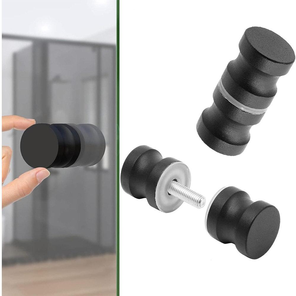 Home Bathroom Hardware - Aluminiowa klamka do drzwi szklanych, czarno-srebrna,