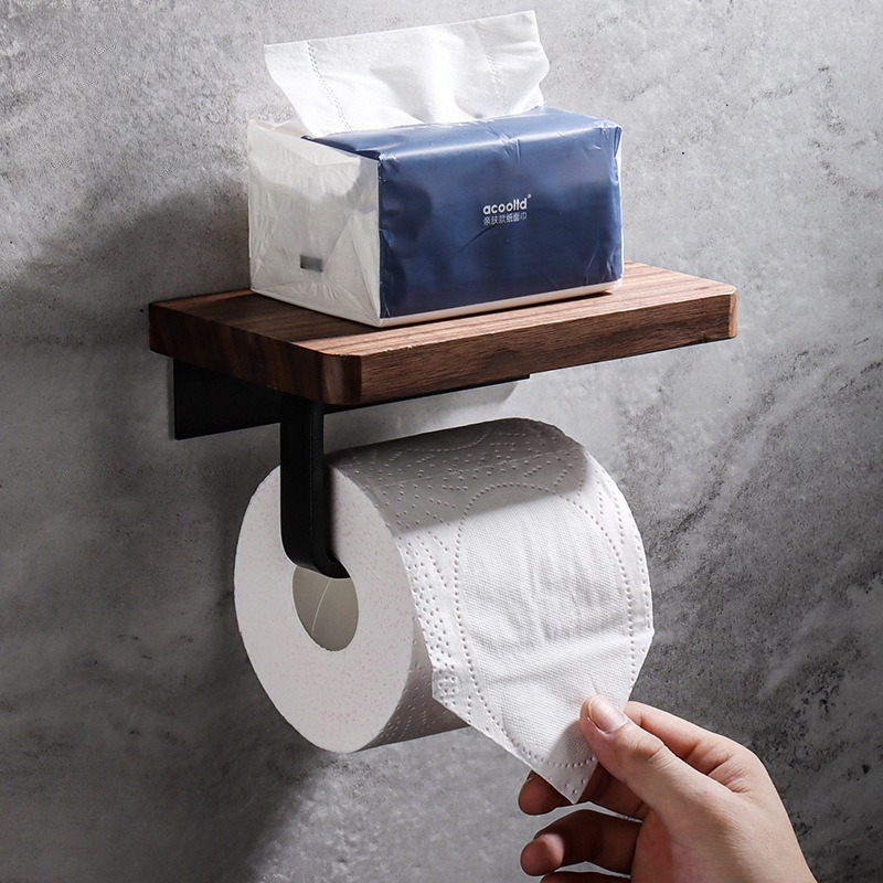 Home Bathroom Towel Dispenser - Drewniany uchwyt na chusteczki, montowany na