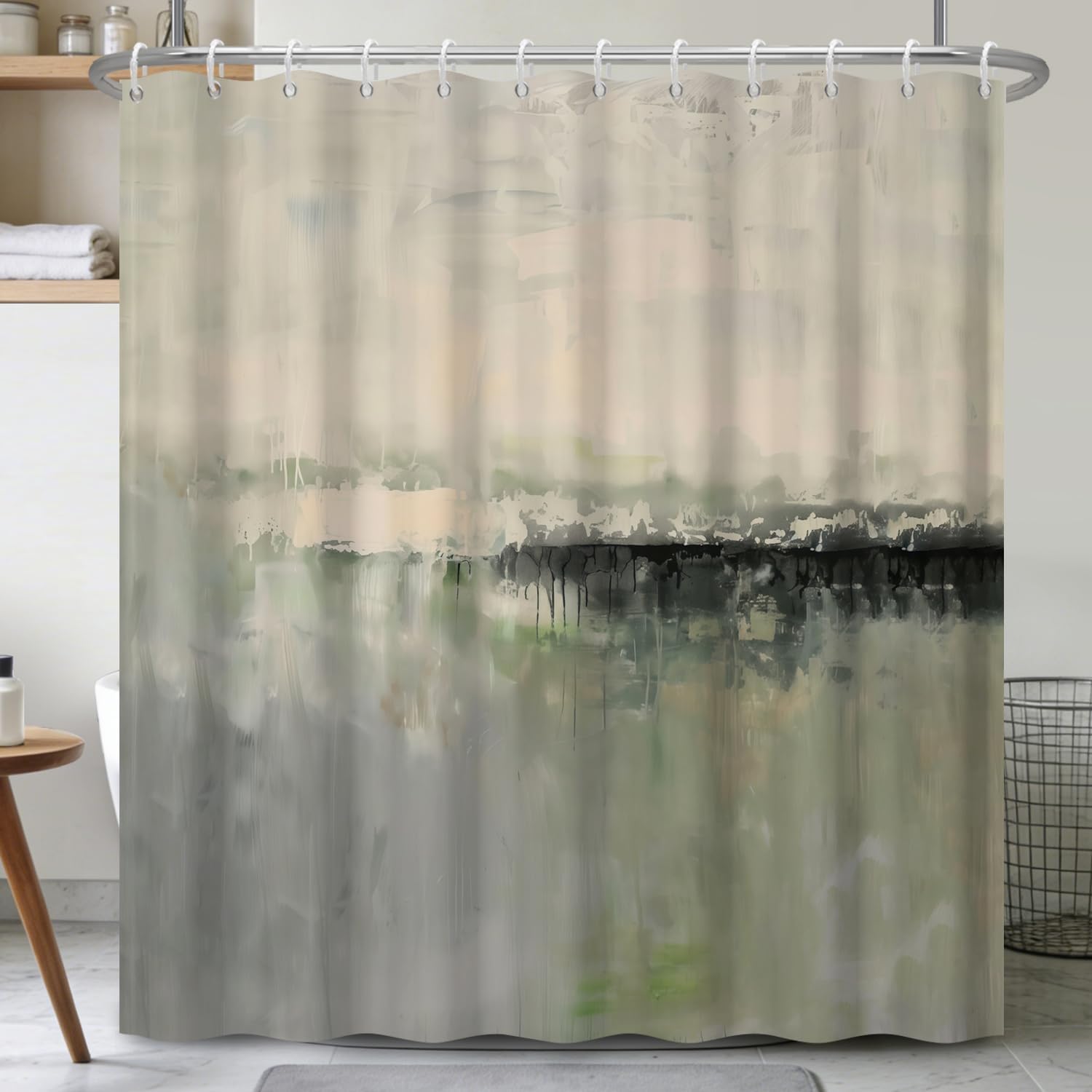 Home Bathroom Spa Ideas - Wodoodporna abstrakcyjna zasłona prysznicowa z motywem