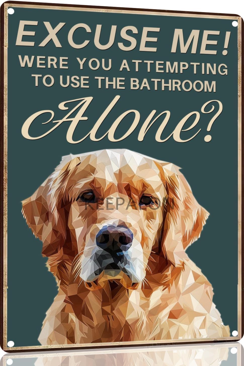 Home Alone Bathroom - Złoty Retriever - Sztuka na ścianę